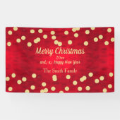 Gold Confetti op het rode kerstpatroon Spandoek (Horizontaal)