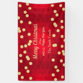 Gold Confetti op het rode kerstpatroon Spandoek (Verticaal)