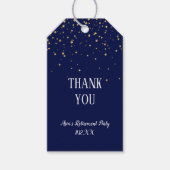 Gold Confetti op Navy Blue Hartelijk dank Cadeaulabel (Voorkant)