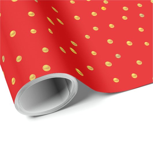 Gold Confetti op rood Cadeaupapier (Rol Hoek)