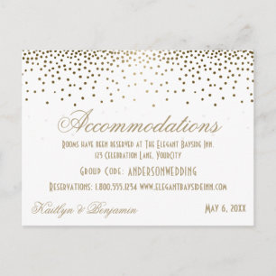 Gold Confetti op White Wedding Accommodatie Pos Briefkaart