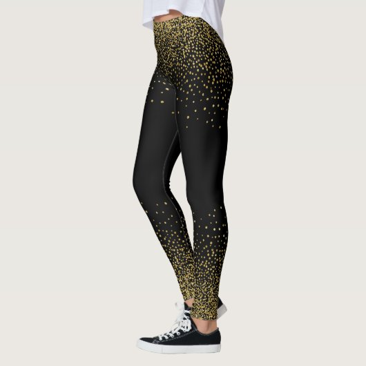 Gold Confetti op zwart Leggings (Links)