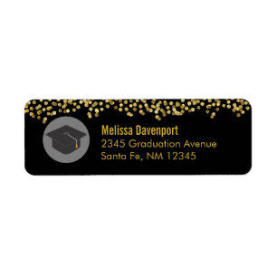 Gold Confetti op zwart met grijpkap Etiket