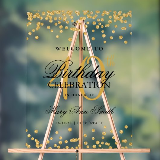 Gold Confetti Parties scintillant 40e anniversaire (Neutre)