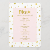 Gold Confetti Pastel Blush Pink Mariage Menu (Devant)