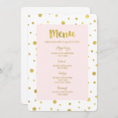Gold Confetti Pastel Blush Pink Mariage Menu (Devant / Derrière)