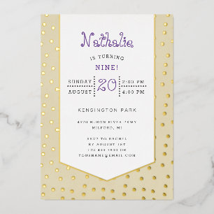 Gold confetti pastel gele verjaardagsdag briefkaar folie uitnodiging