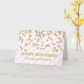 Gold Confetti Pink Stripes Maman Carte d'anniversa (Fleur jaune)