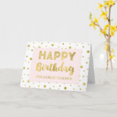 Gold Confetti Pink Teacher Carte d'anniversaire (Fleur jaune)