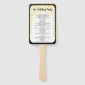 Gold Confetti Program Fan Aangepaste kleur getoond Handwaaier (Achterkant)