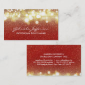 Gold Confetti Red Glamor Chic Visitekaartje (Voorkant / Achterkant)
