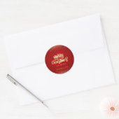 Gold Confetti Red Merry kerst Ronde Sticker (Envelop)