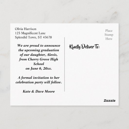 Gold Confetti Roze Afstuderen sparen de Datum Briefkaart (Achterkant)