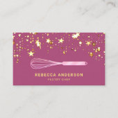 Gold Confetti Roze Whisk Pastry Chef Bakery Visitekaartje (Voorkant)