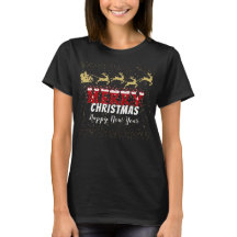 Gold Confetti Santa Sleigh Merry kerst