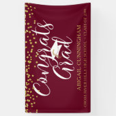 Gold Confetti Script CONGRATS AFSTUDEERDER Maroon Spandoek (Verticaal)