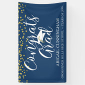 Gold Confetti Script CONGRATS Bannière Bleue GRAD (Vertical)