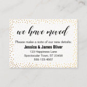 Gold Confetti & Script Nous Avons Déménagé Carte d (Devant)