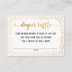 Gold Confetti, script op White Diaper Raffle-kaart Informatiekaartje