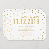 Gold Confetti Simple Modern slaat de datum op Kaart (Voorkant / Achterkant)