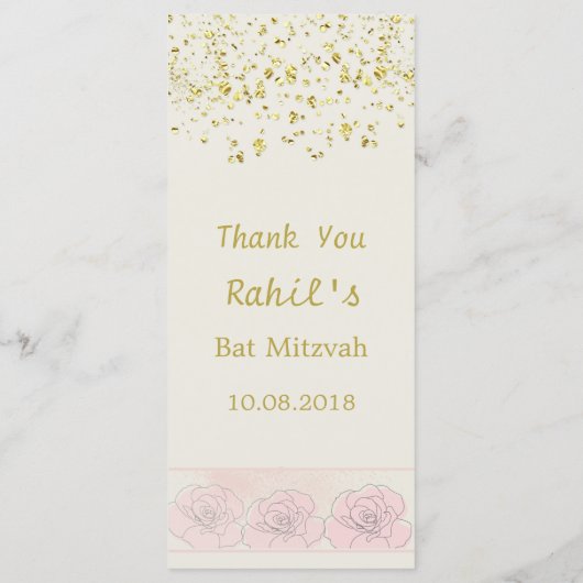 Gold confetti, Star of David Carte de menu Bat mit (Dos)