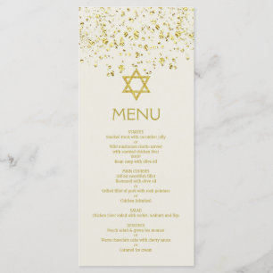 Gold confetti, Star of David Carte de menu Bat mit