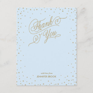 Gold Confetti Stars Blue - Hartelijk dank Bedankkaart