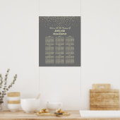 Gold Confetti Stippen Wedding Seating Chart Poster (Keuken)
