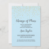 Gold Confetti sur Blue Change Plans Faire-part (Devant)