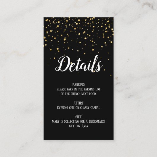 Gold Confetti sur la carte de détails Black Bachel (Devant)