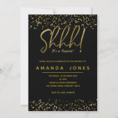 Gold Confetti Surprise Birthday Party Invitation Kaart (Voorkant)