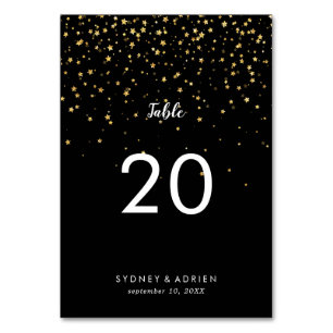Gold Confetti   Tafelnummers zwart  