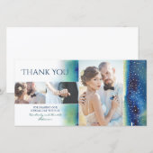 Gold Confetti Turquoise Aquarelles Mariage Merci (Devant / Derrière)