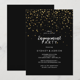 Gold Confetti Uitnodiging van de Zwarte Partij v