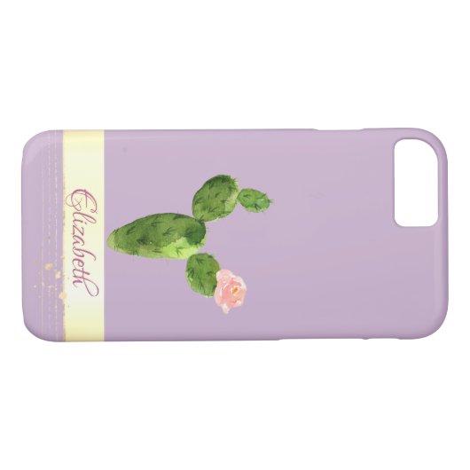Gold Confetti Waterverf Cactus - Gepersonaliseerd Case-Mate iPhone Case (Achterkant (Horizontaal))