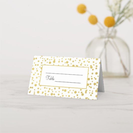 Gold Confetti Wedding Folded Place Kaarten (Voorkant)