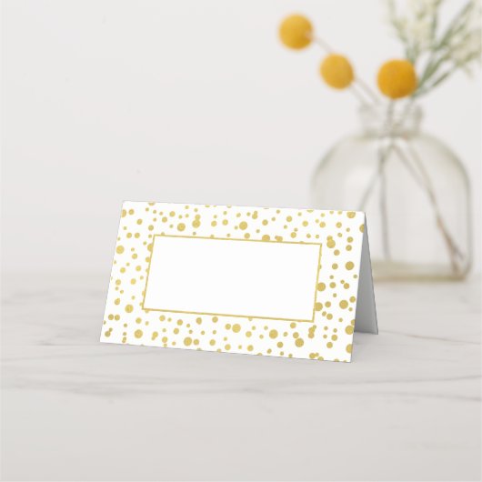 Gold Confetti Wedding Folded Place Kaarten (Voorkant)