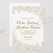Gold Confetti Wedding Invitation Kaart (Voorkant / Achterkant)