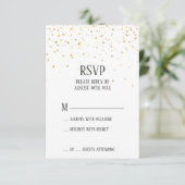 Gold Confetti Wedding RSVP Kaart (Staand voorkant)