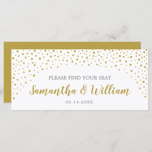 Gold Confetti Wedding Seating Chart | Aangepaste k Programma (Voorkant / Achterkant)