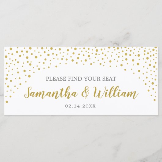 Gold Confetti Wedding Seating Chart | Aangepaste k Programma (Voorkant)