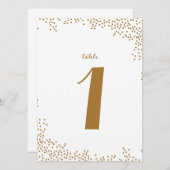 Gold Confetti Wedding Table Numbers Kaart (Voorkant / Achterkant)