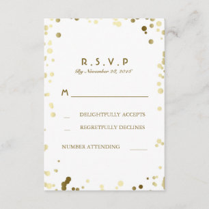 Gold Confetti White Elegant Wedding RSVP-kaarten RSVP Kaartje