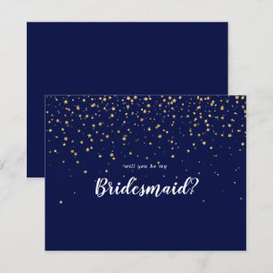 Gold Confetti Zeemacht u mijn Bridesmaid Notitiekaartje