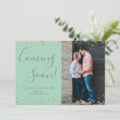 Gold Confetti zwangerschapsaankondiging Kaart op M (Staand voorkant)