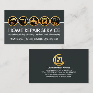 Gold contractor tools contractant visitekaartje