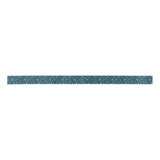 Gold Copper Berries op zee - Satin Ribbon Lint (Voorkant)