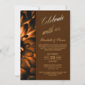 Gold Copper Floral Foto Weddenschap Kaart (Voorkant)