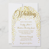 Gold Copper  Typography Wedding Invitation Kaart (Voorkant)