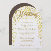 Gold Copper  Typography Wedding Invitation Kaart (Voorkant / Achterkant)